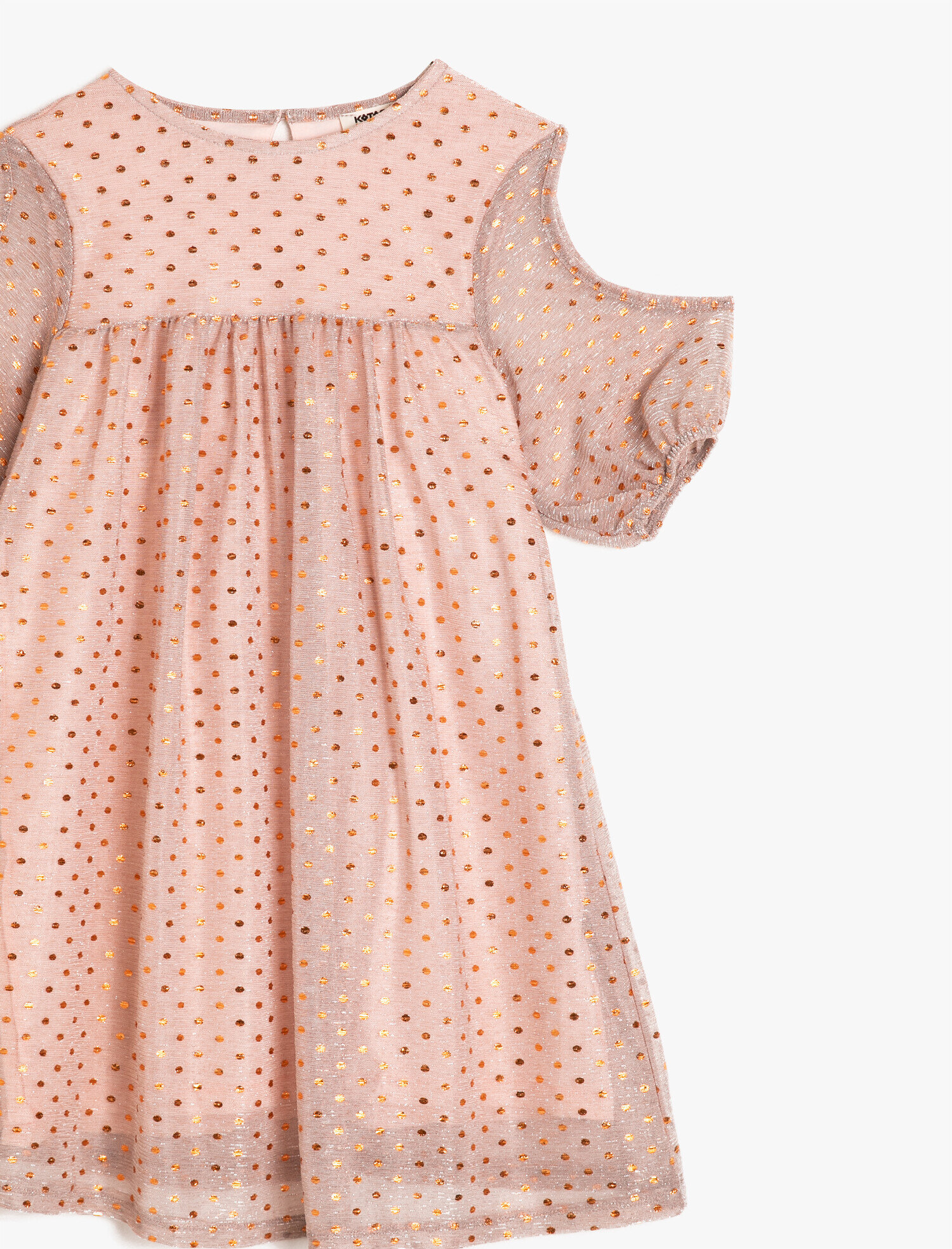 Kız Çocuk Bisiklet Yaka Kısa Kollu Pilili Elbise