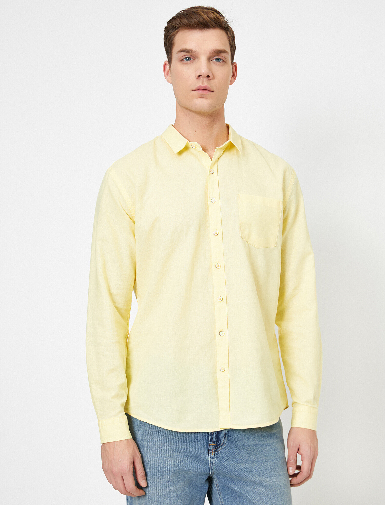 Uzun Kollu Tek Cepli Regular Fit Gömlek