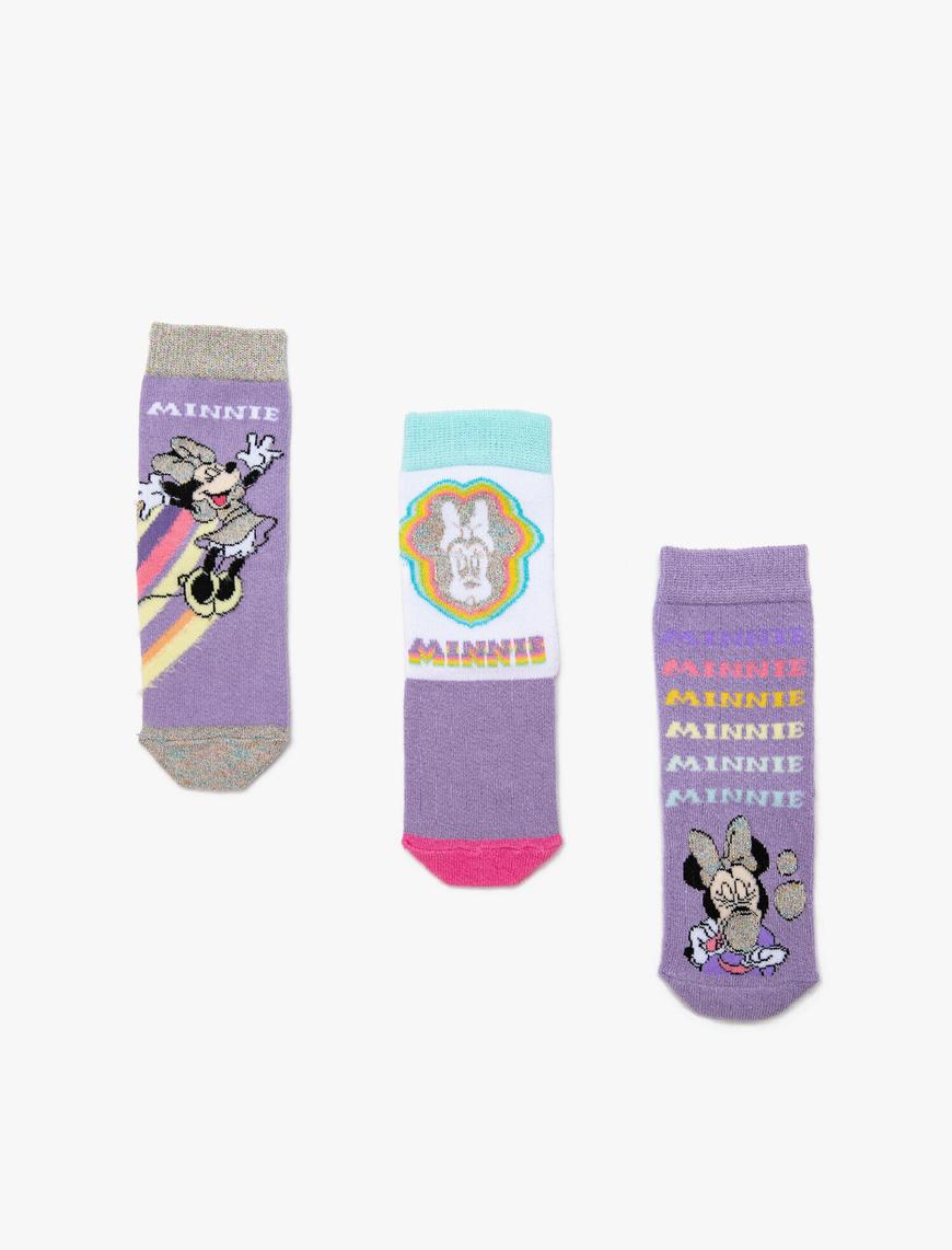  Kız Çocuk Disney Lisanslı Minnie Temalı Soket Çorap Seti