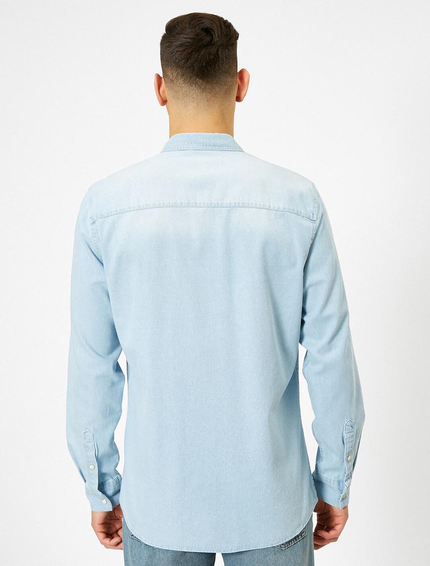   Çift Çepli Çıtçıt Düğmeli Regular Fit Denim Gömlek