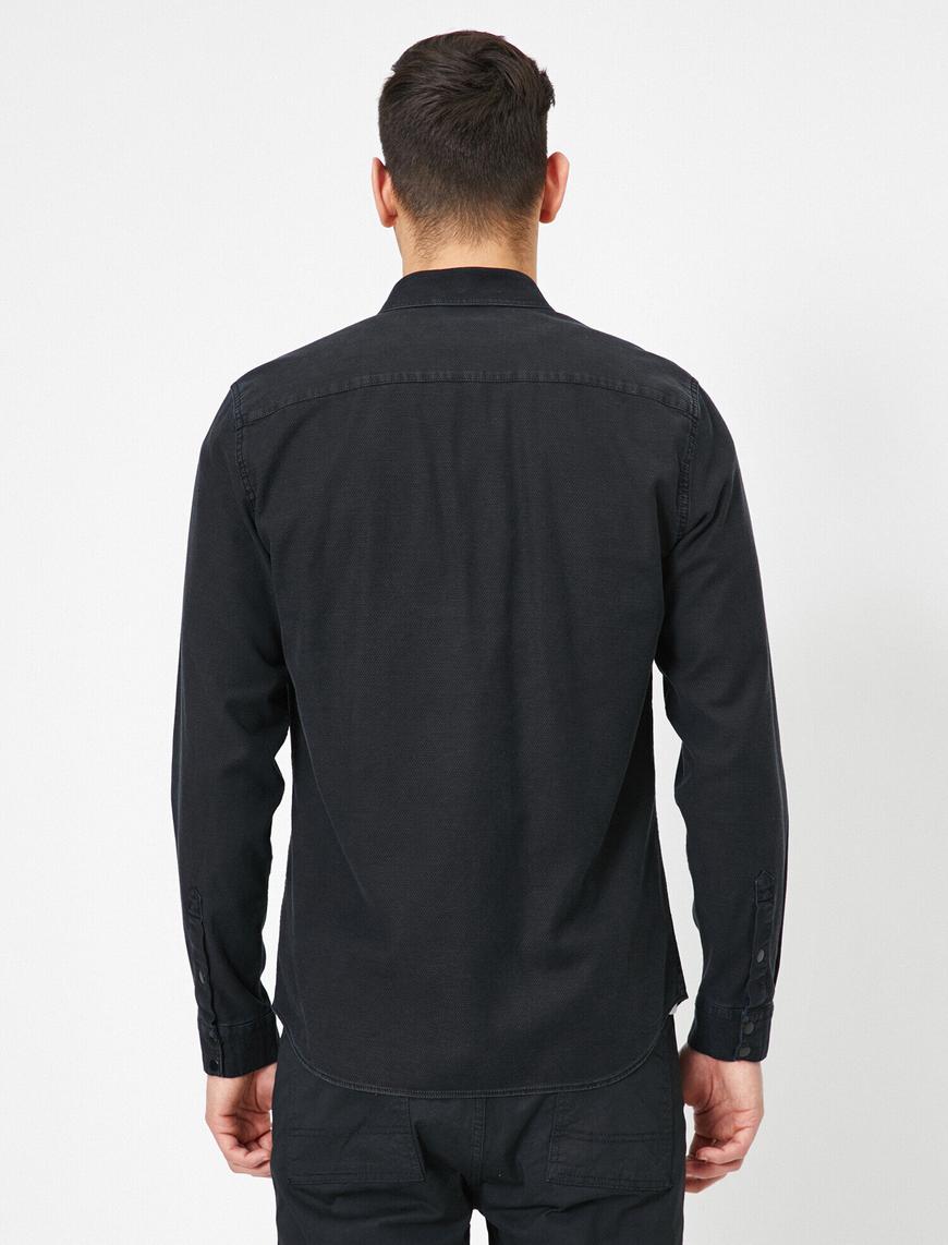   Çift Çepli Çıtçıt Düğmeli Regular Fit Denim Gömlek