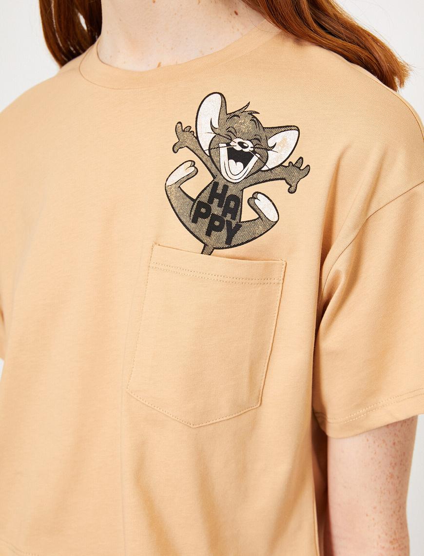   Tom & Jerry Baskılı Lisanslı Cepli Kısa Kollu Tişört