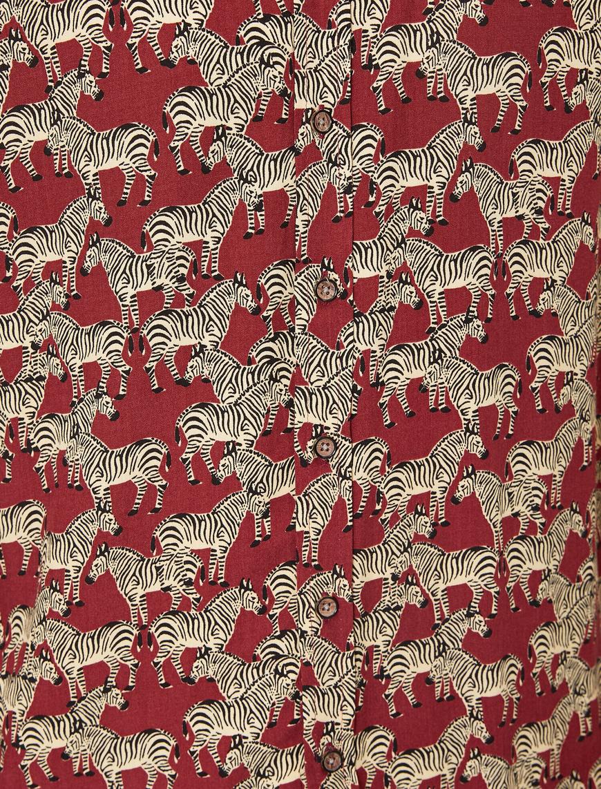   Zebra Desenli Kısa Kollu Gömlek