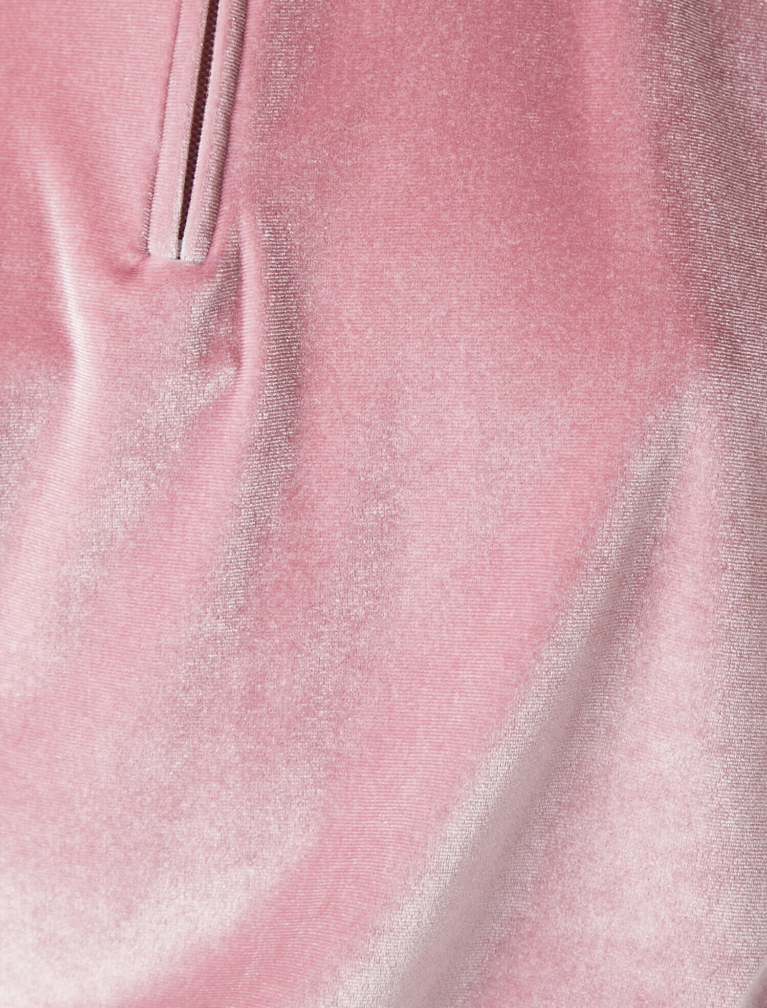   Kadife Dik Yaka Fermuar Detaylı Crop Sweatshirt