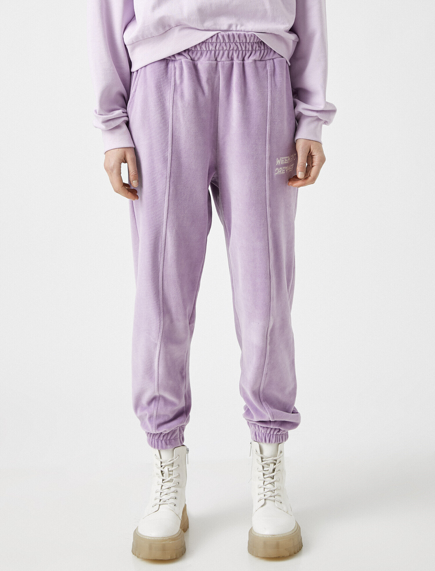   Pamuklu Yazı İşlemeli Cepli Jogger Eşofman Altı