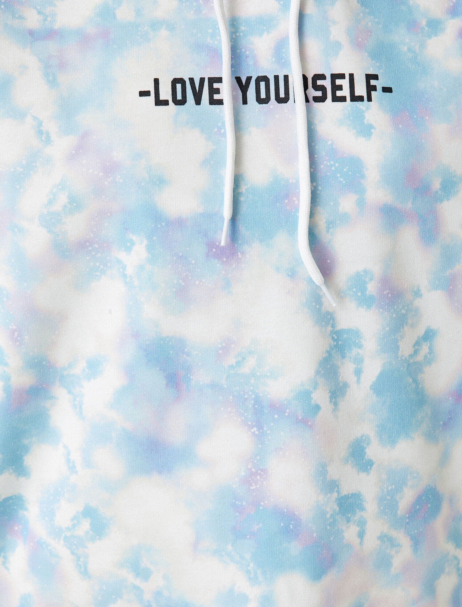   Kapüşonlu Batik Desenli Sloganlı Sweatshirt