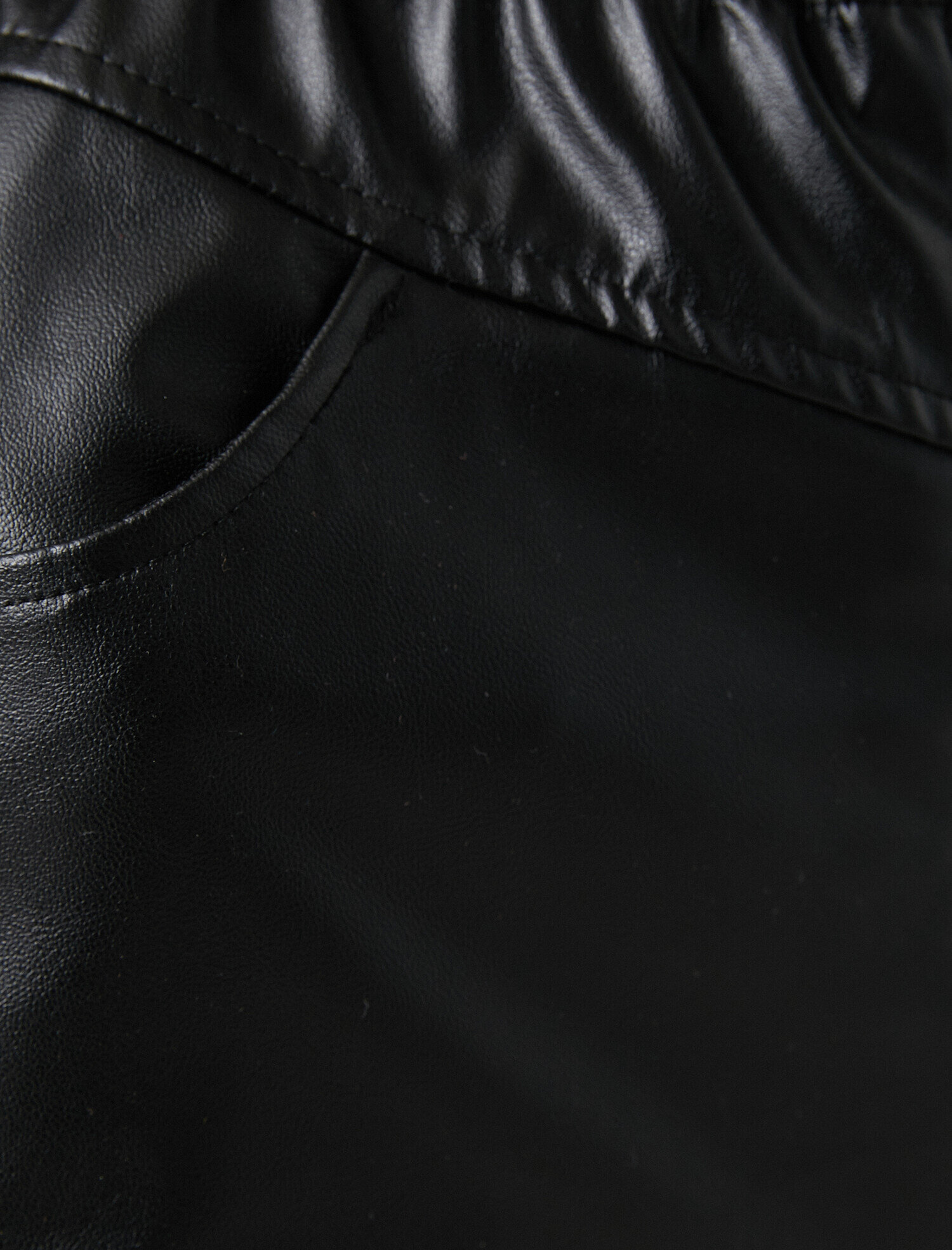   Deri Görünümlü Midi Etek