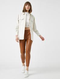 Suni Deri Skinny Pantolon