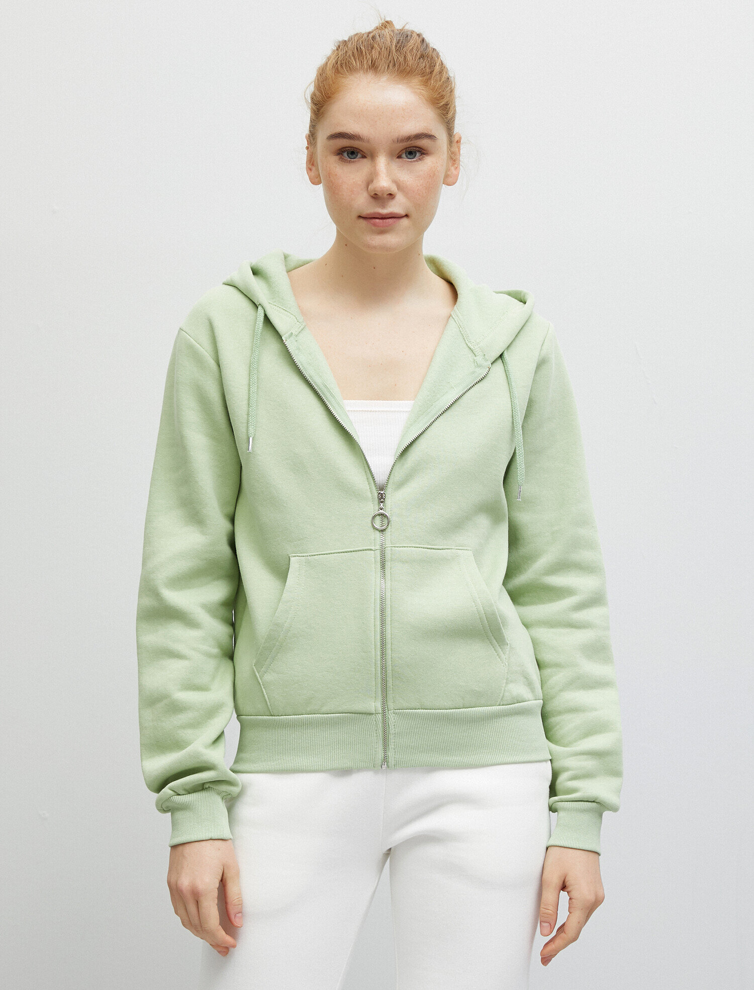   Kapüşonlu Fermuarlı Sweatshirt