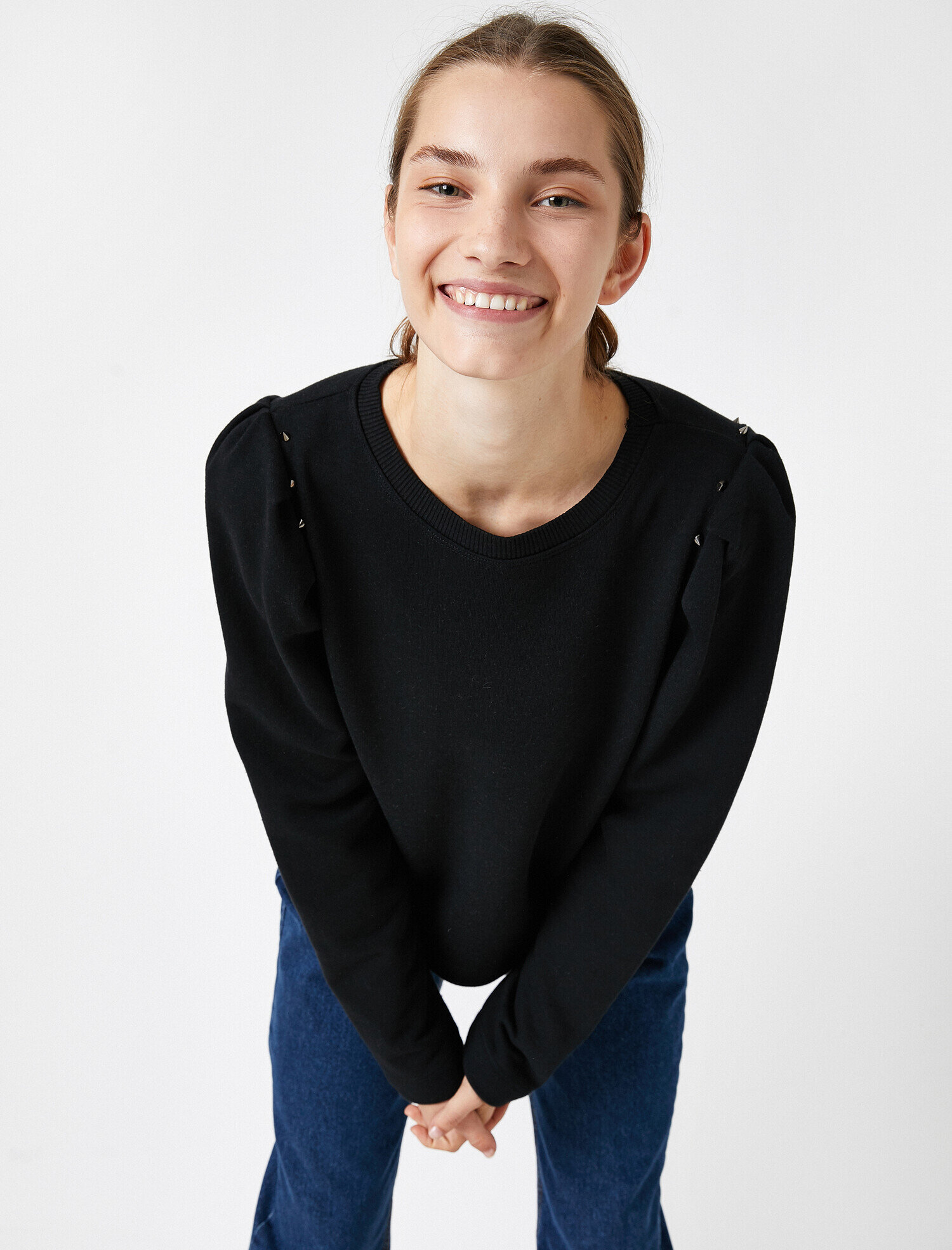   Zımbalı Balon Kol Sweatshirt