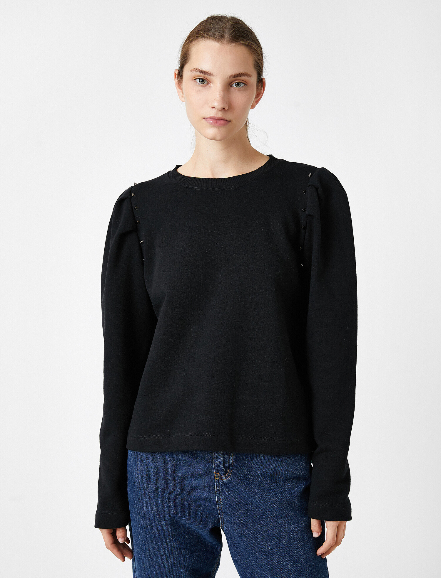   Zımbalı Balon Kol Sweatshirt