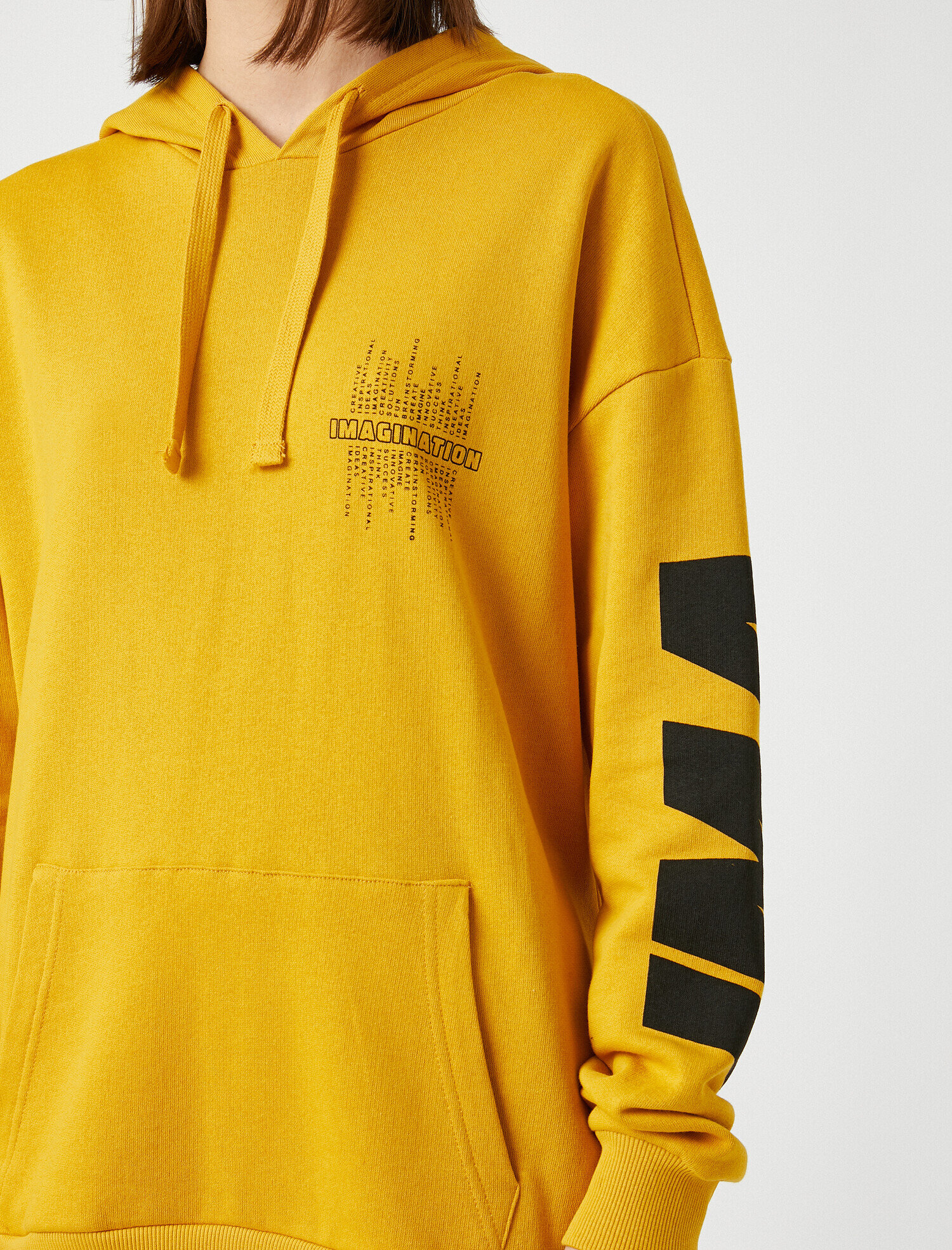   %100 Pamuk Kapüşonlu Yazılı Baskılı Sweatshirt