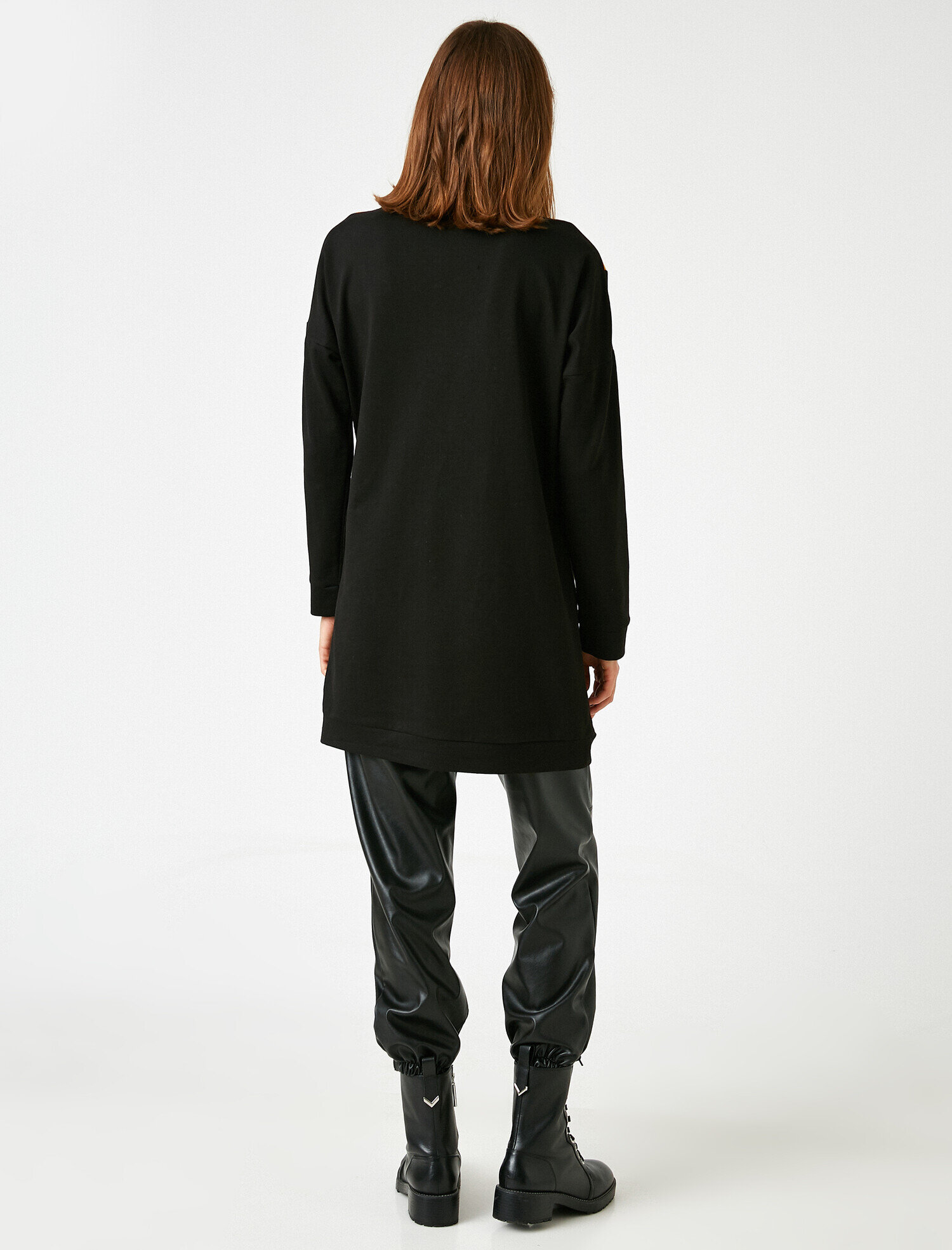   Renk Bloklu Bisiklet Yaka Uzun Sweatshirt