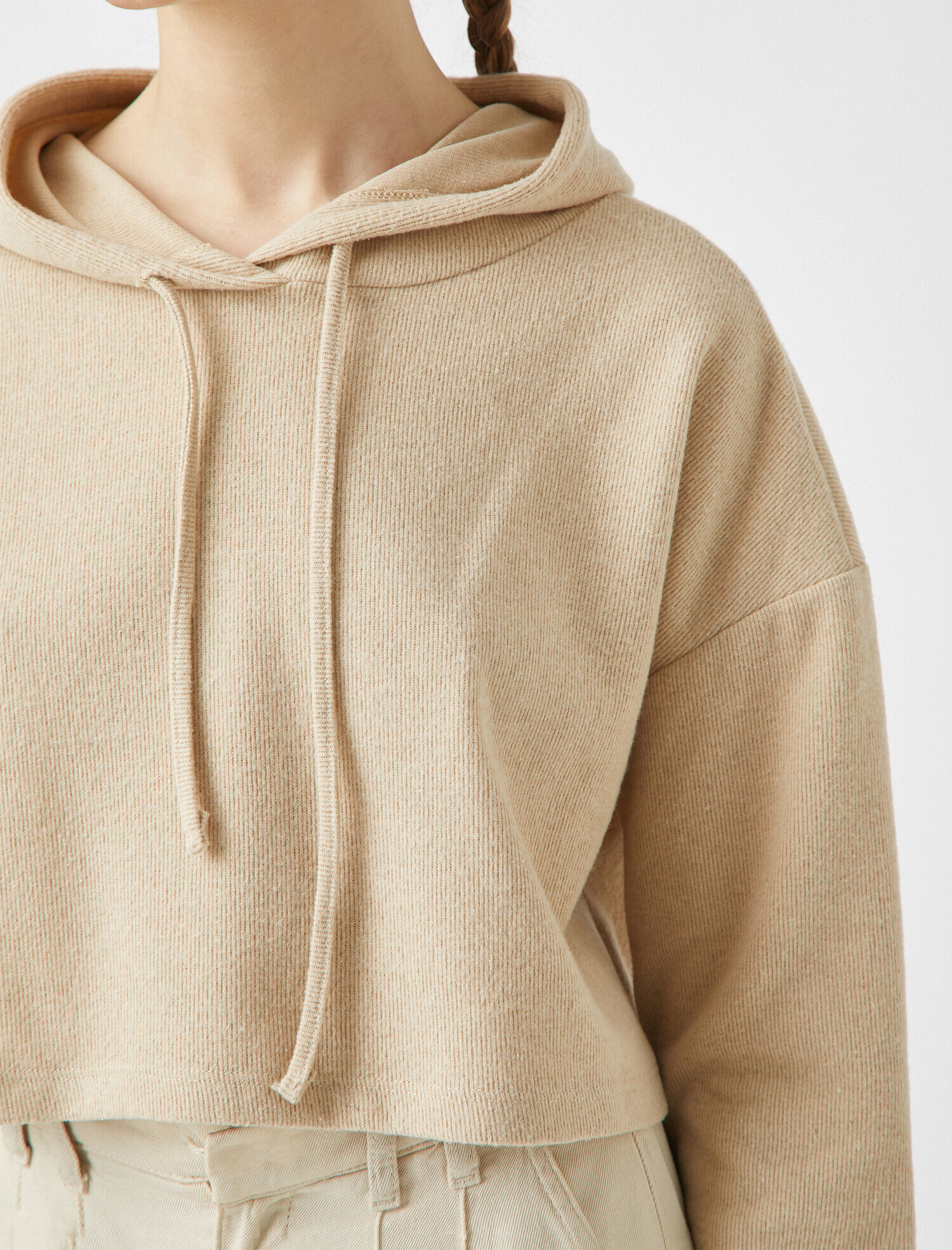   Kapüşonlu Pamuklu Kazak