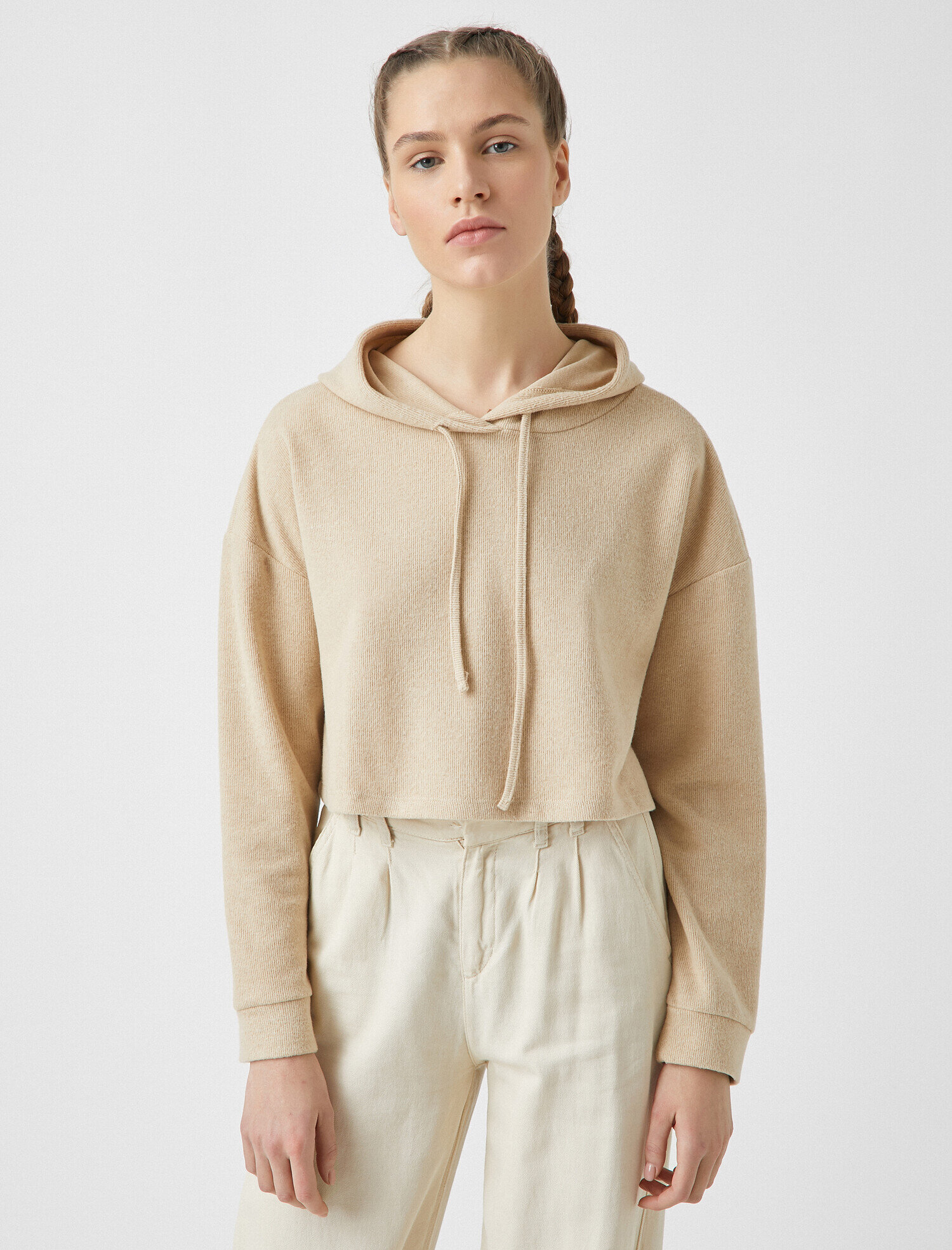   Kapüşonlu Pamuklu Kazak