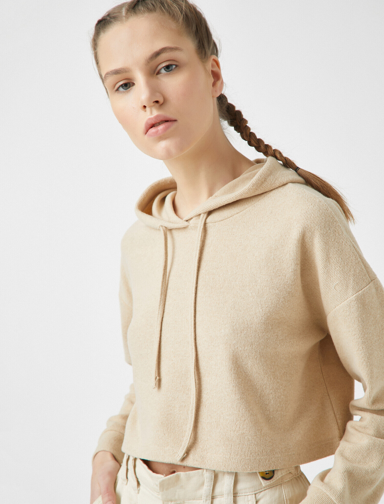   Kapüşonlu Pamuklu Kazak