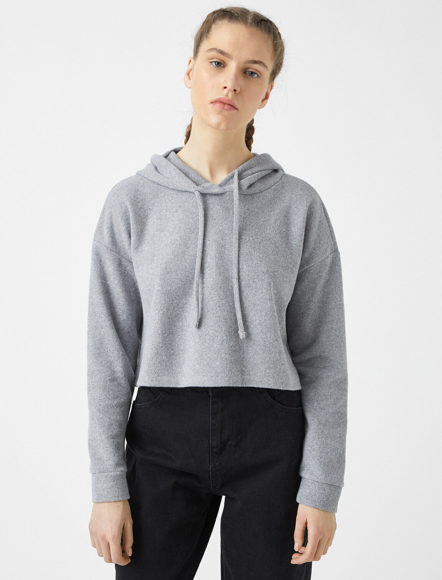   Kapüşonlu Pamuklu Kazak
