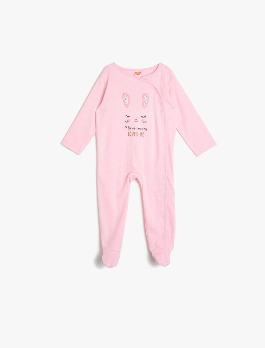  Kız Bebek Baskılı Çıtçıtlı Tulum