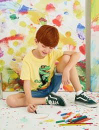 Karanlıkta Parlayan Tişört Bisiklet Yaka Kısa Kollu Pamuklu