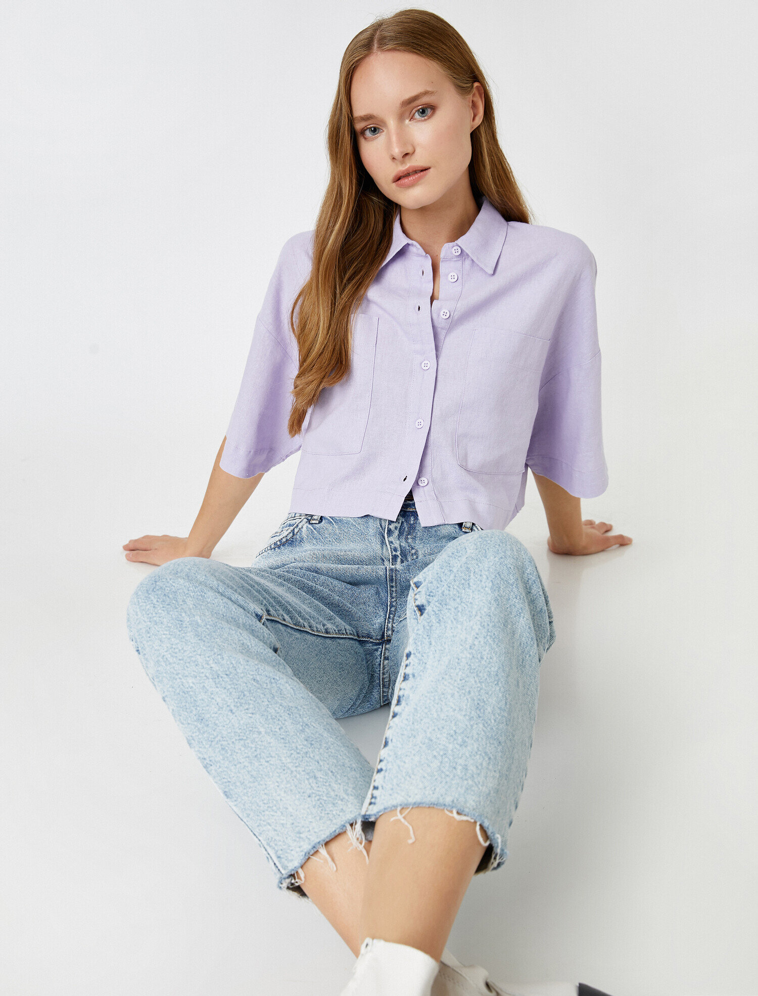   Keten Gömlek Kısa Kollu