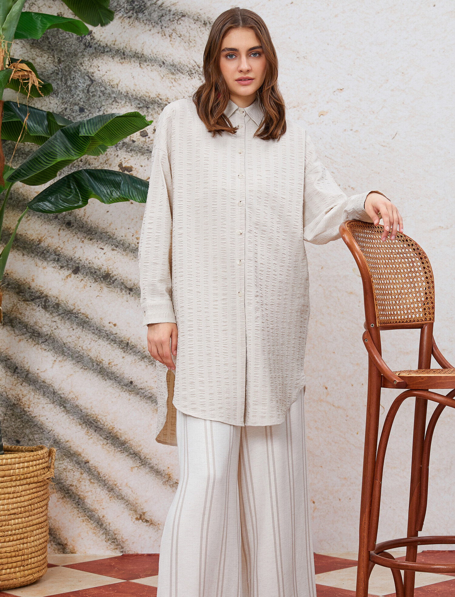   Gömlek Yaka Tunik Pamuklu