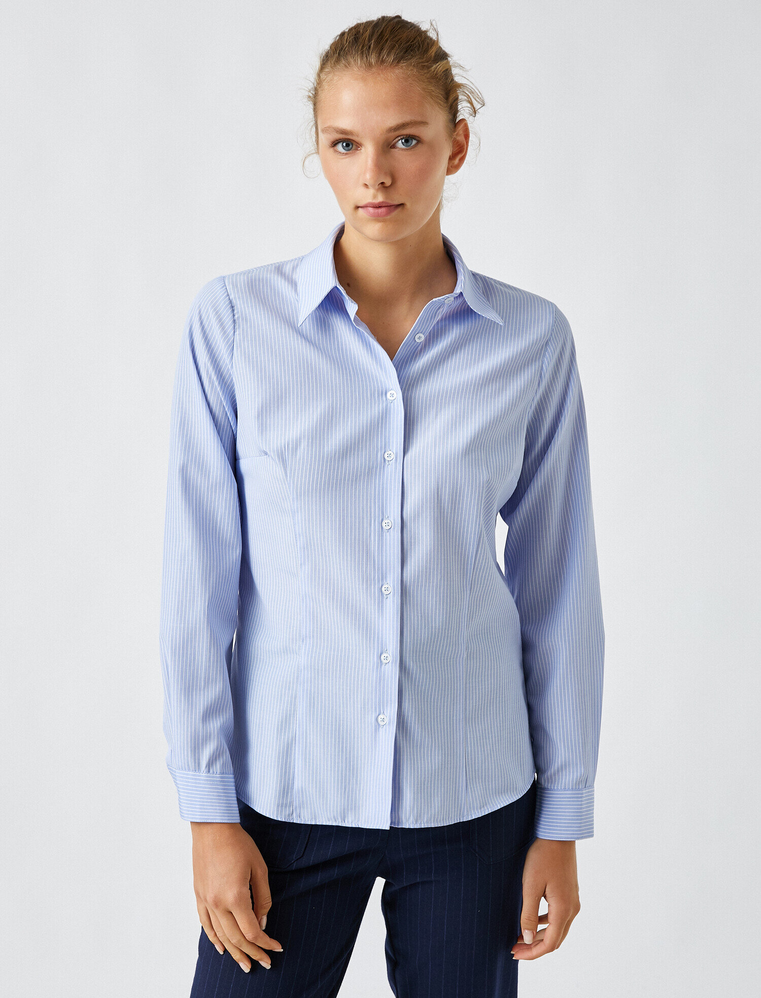   Çizgili Basic Uzun Kollu Gömlek