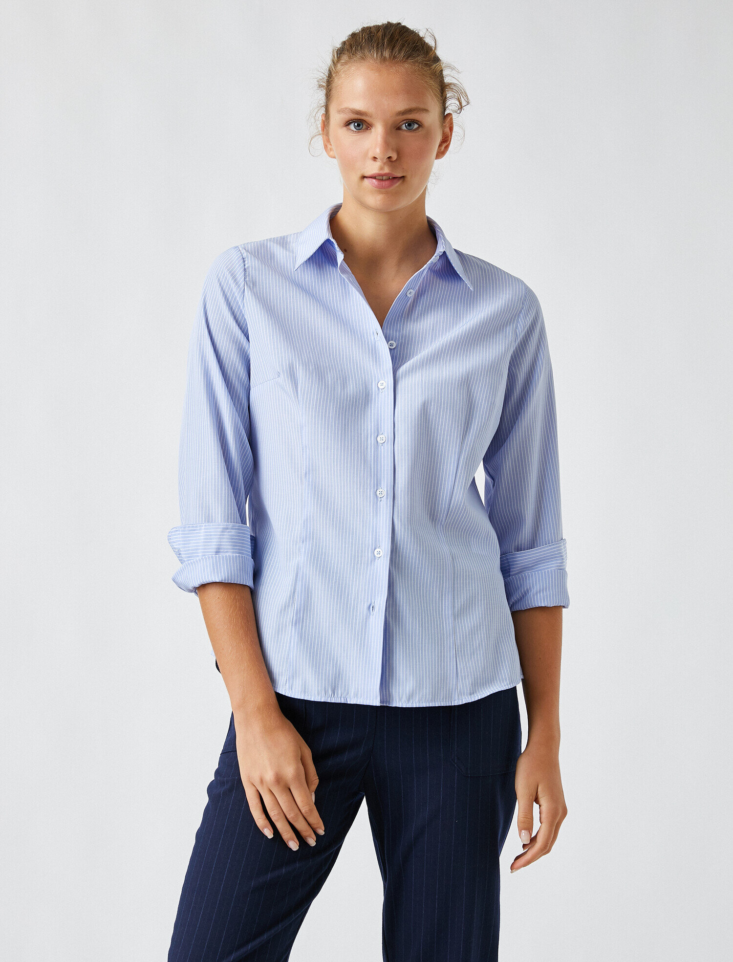   Çizgili Basic Uzun Kollu Gömlek