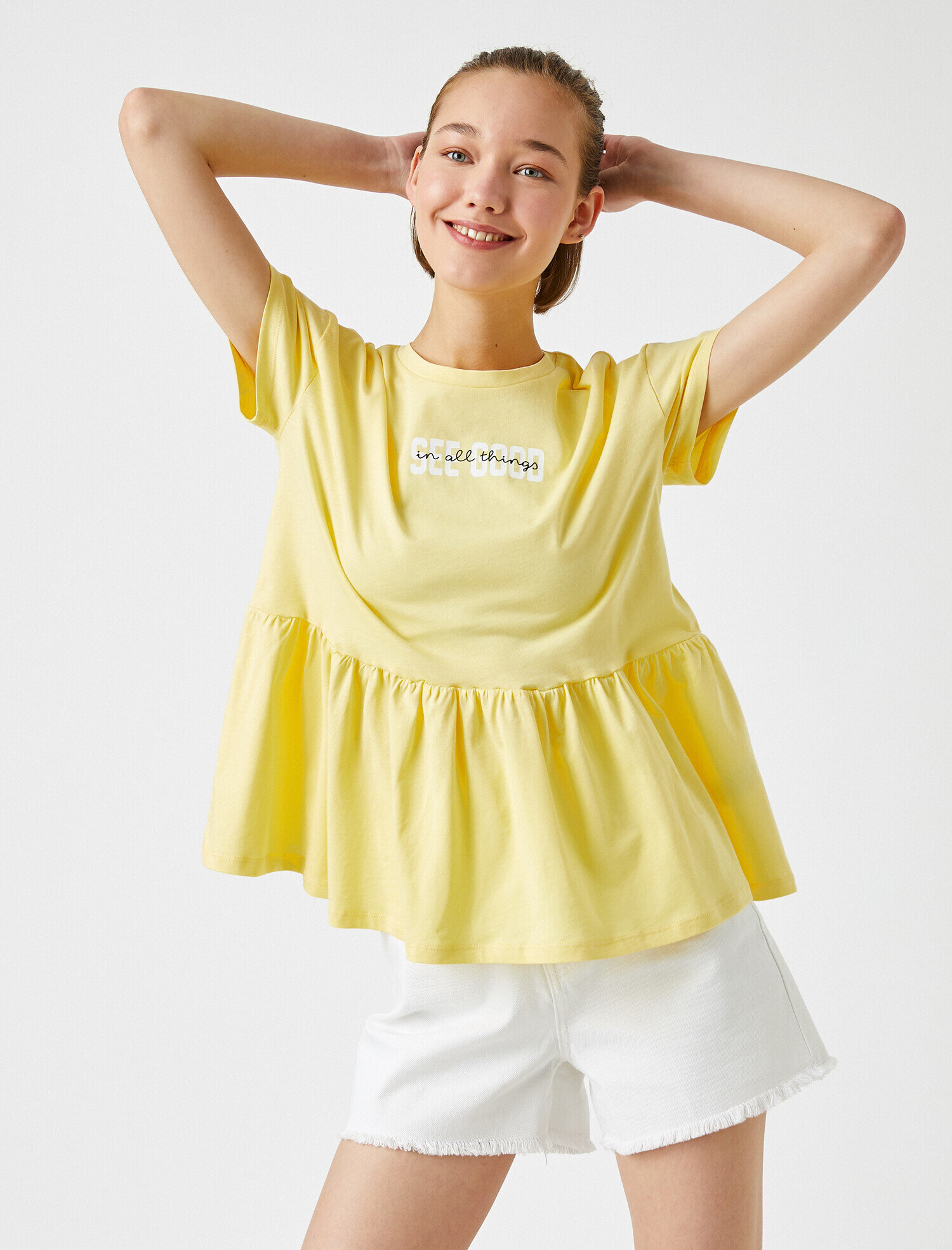   Baskılı Tişört Bisiklet Yaka Pamuklu