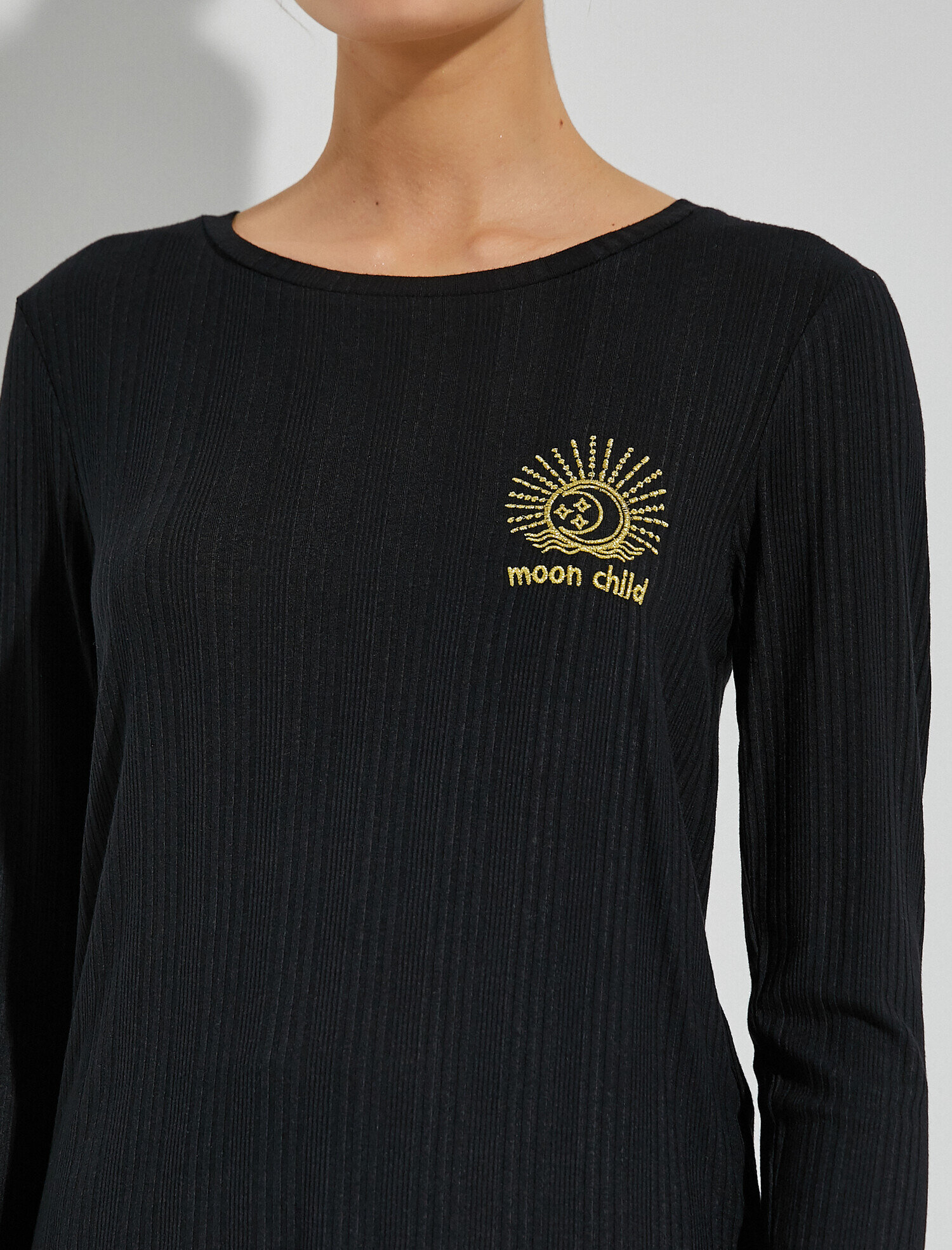   Bisiklet Yaka Uzun Kollu Pijama Üstü