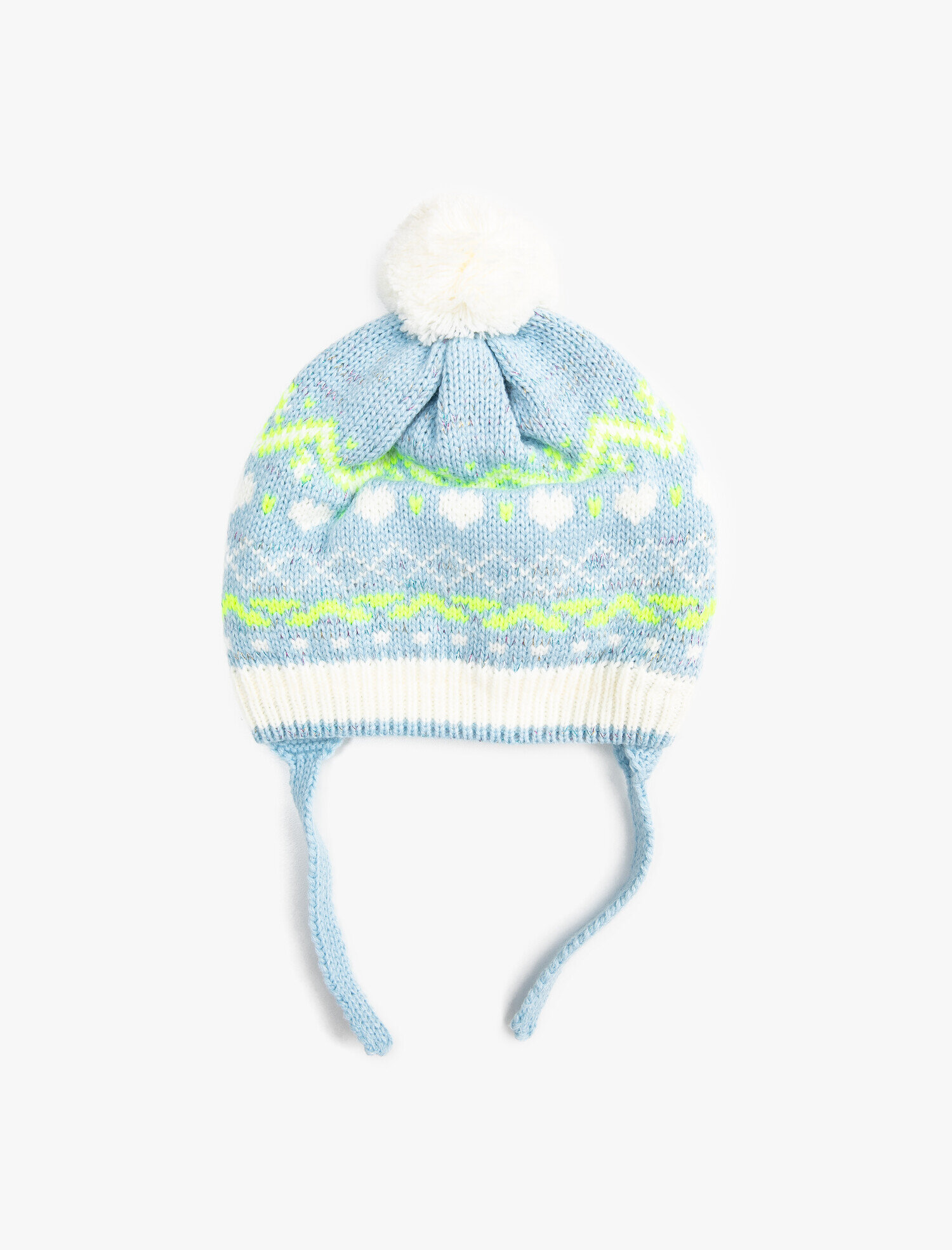  Kız Bebek Ponponlu Desenli Bere Seti