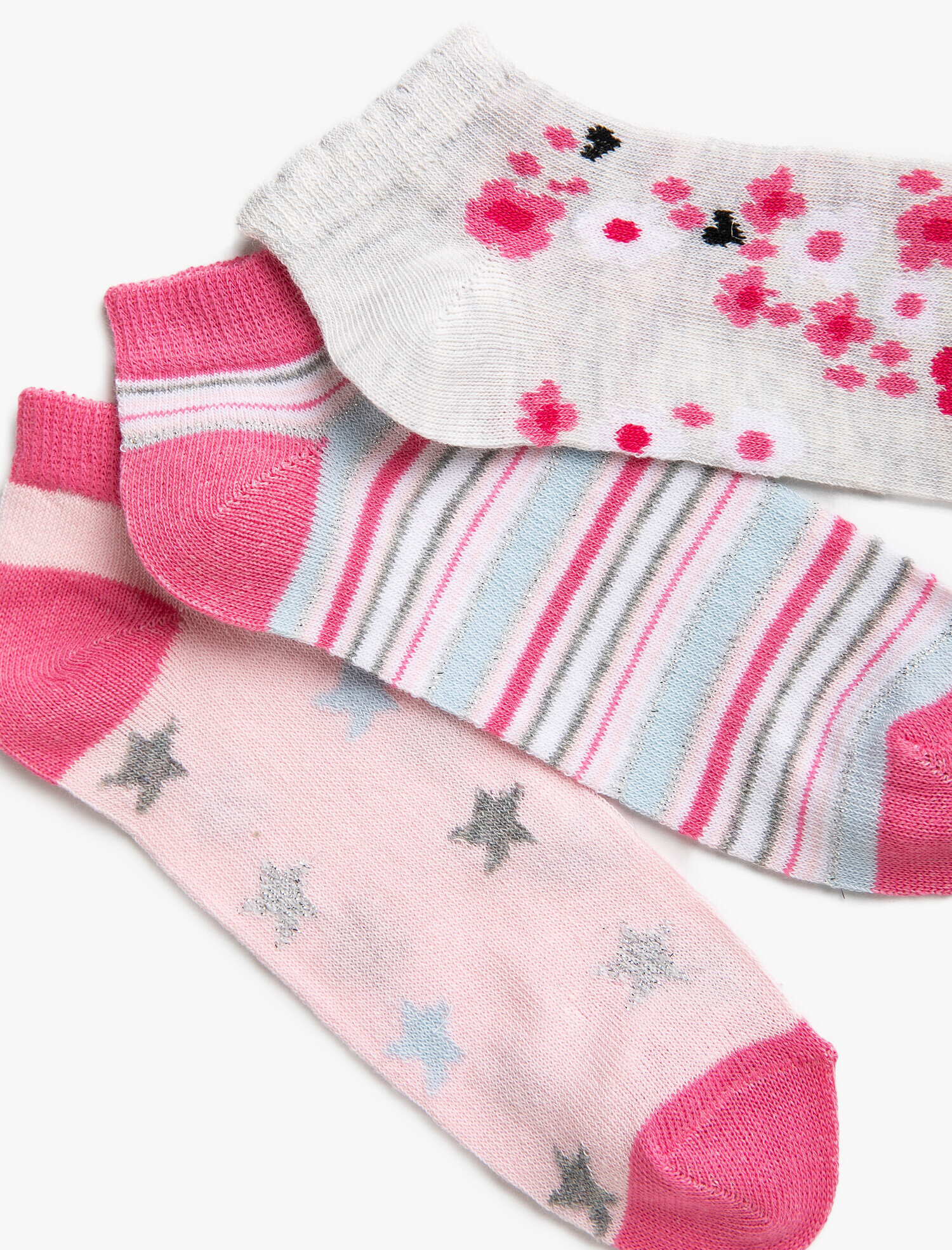 Kız Çocuk Desenli Çorap Seti Pamuklu Çizgili