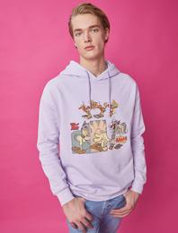 Tom & Jerry Lisanslı Baskılı Kapüşonlu Pamuklu Sweatshirt