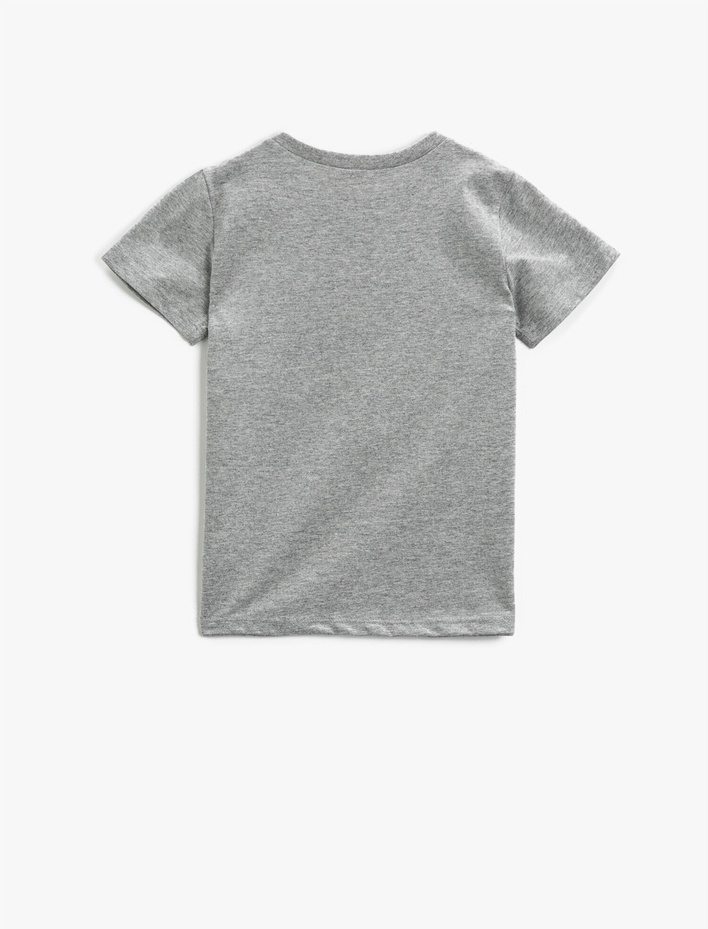 Erkek Çocuk Kısa Kollu Tişört Yazılı Baskılı Bisiklet Yaka Pamuklu