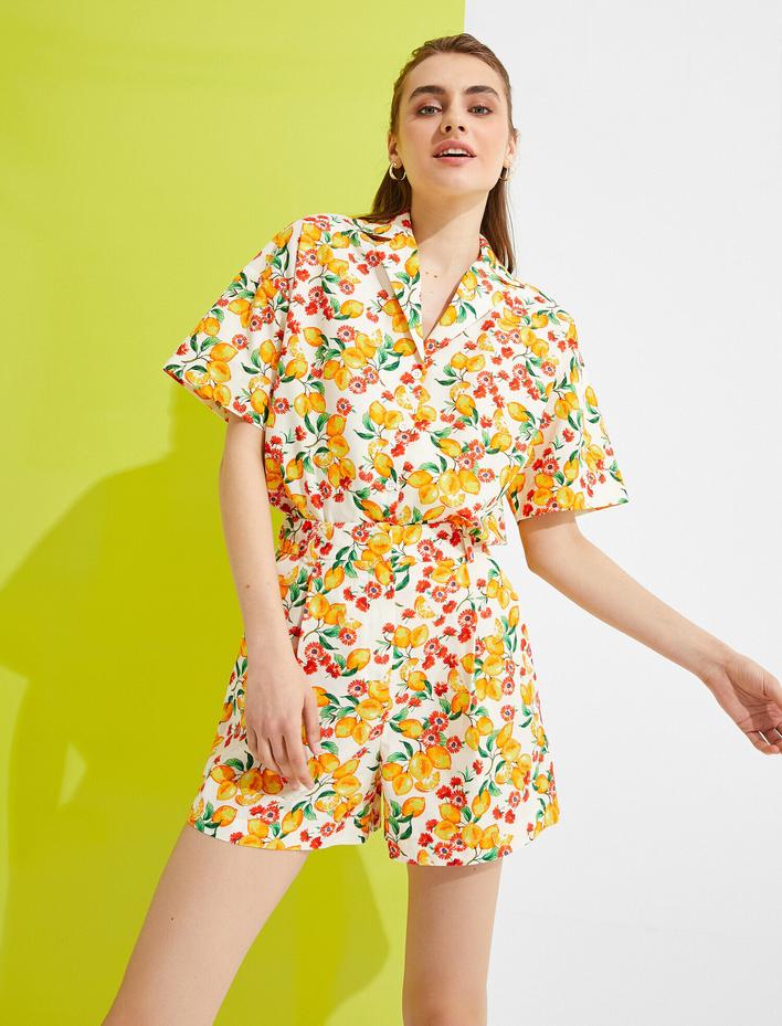  Desenli Gömlek Kısa Kollu Pamuklu