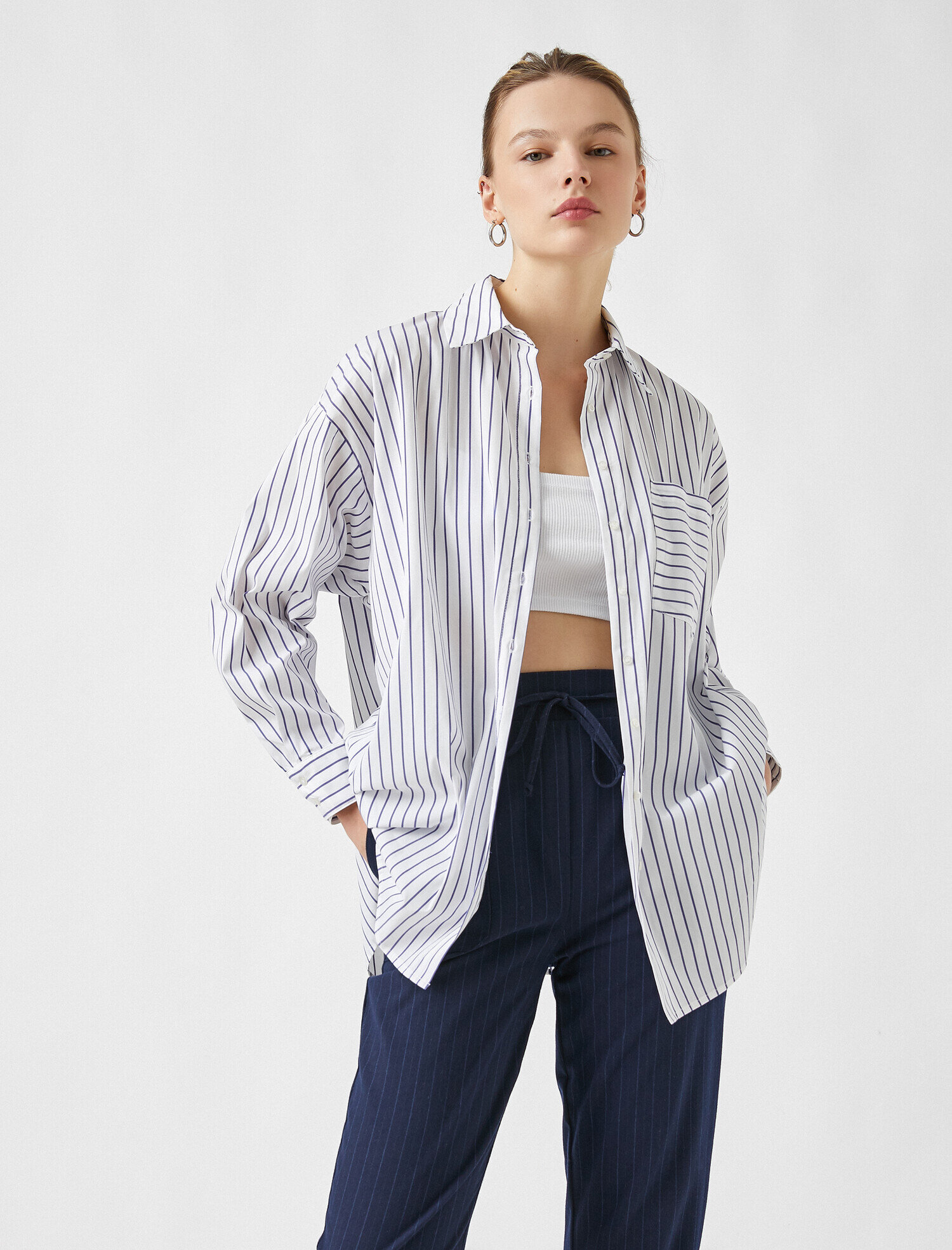   Çizgili Gömlek Uzun Kollu