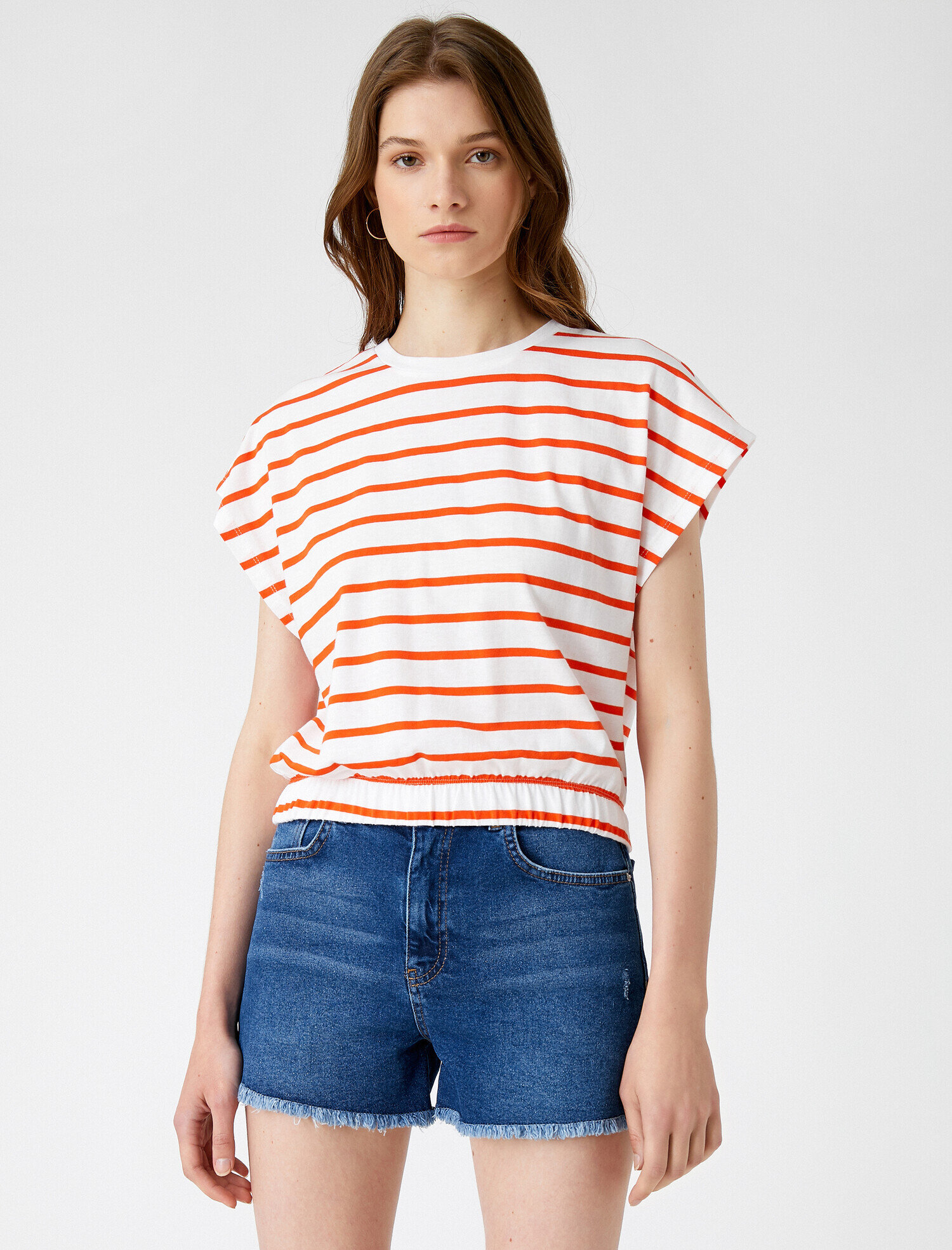   Çizgili Tişört Pamuklu