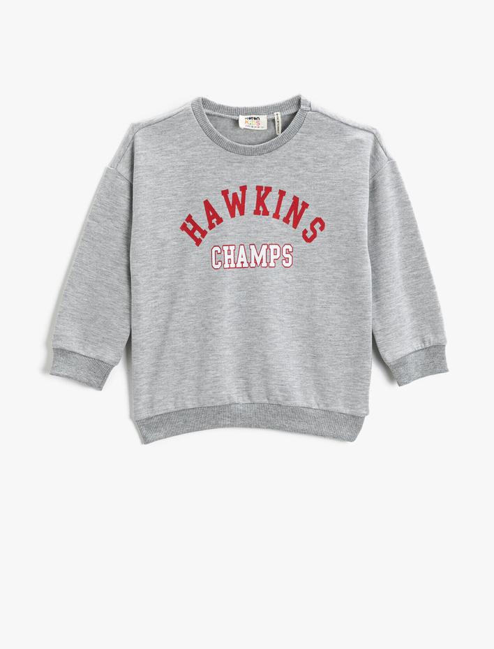 Erkek Çocuk Baskılı Bisiklet Yaka Sweatshirt Uzun Kollu