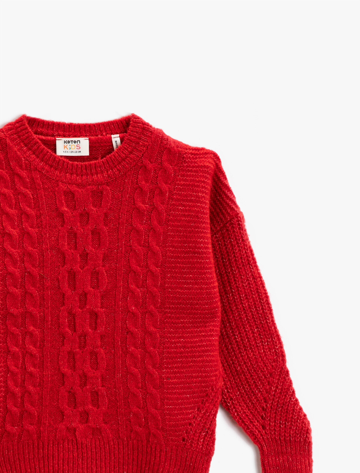  Kız Çocuk Örgü Desenli Triko Kazak Uzun Kollu Bisiklet Yaka