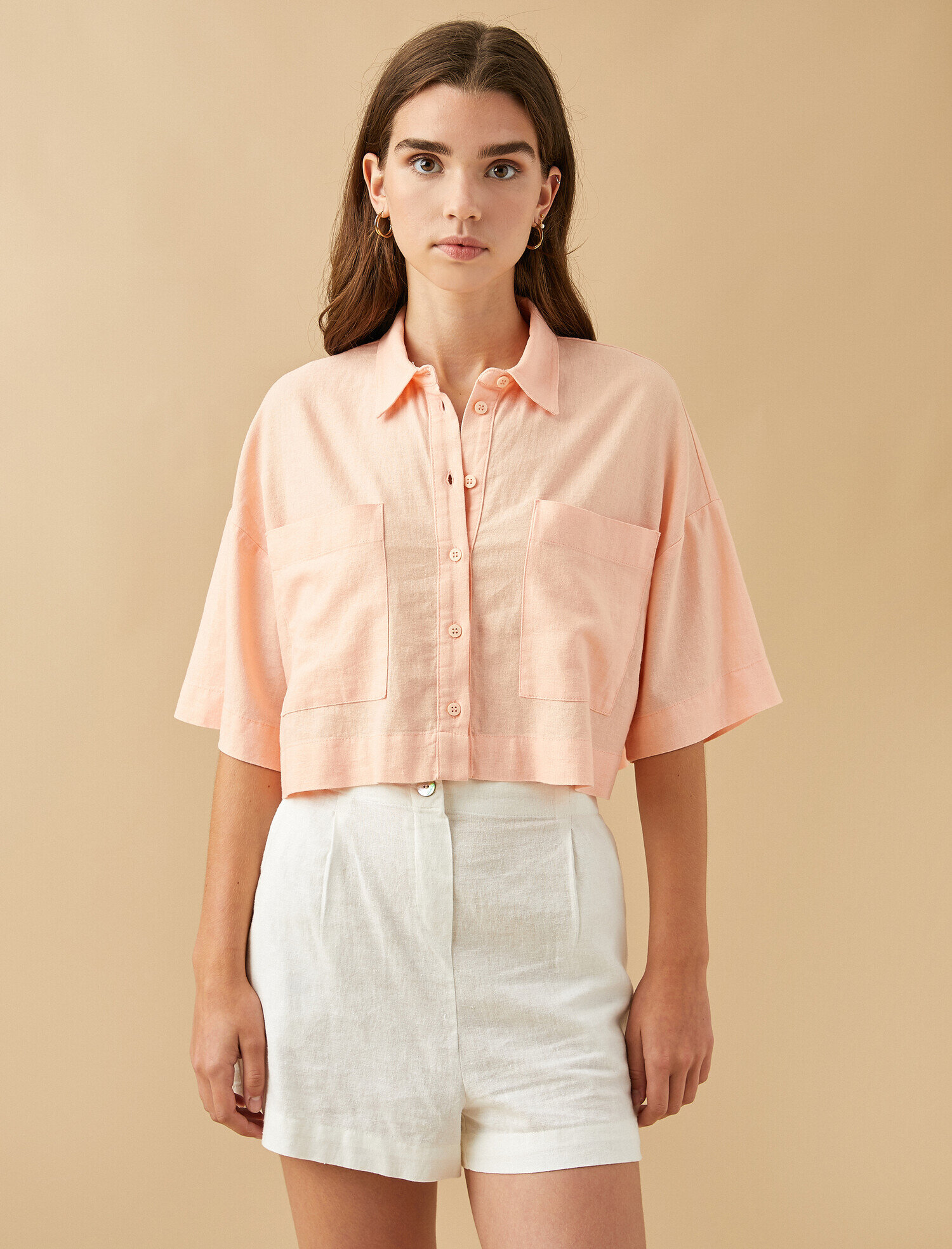 Keten Gömlek Kısa Kollu