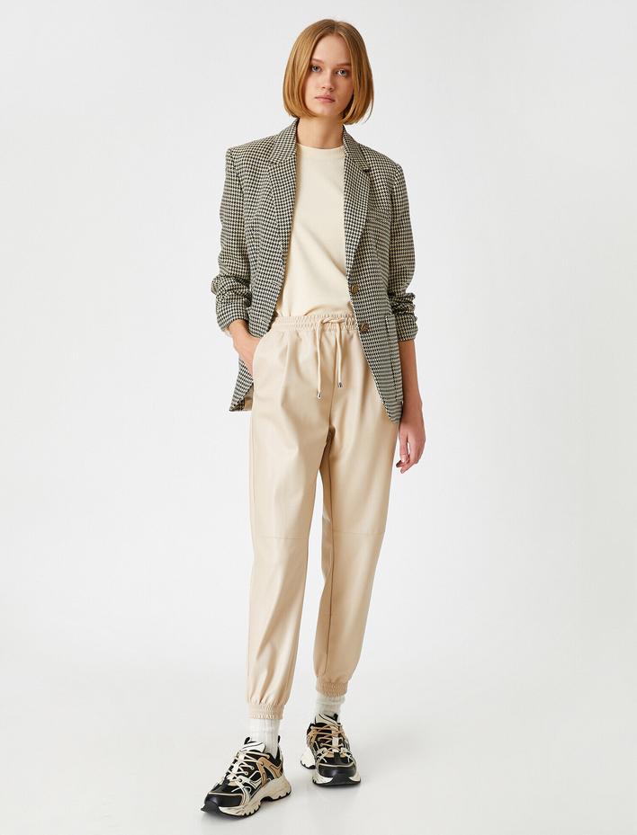  Suni Deri Jogger Pantolon