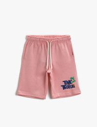 Baskılı Pamuklu Beli Bağlamalı Şort