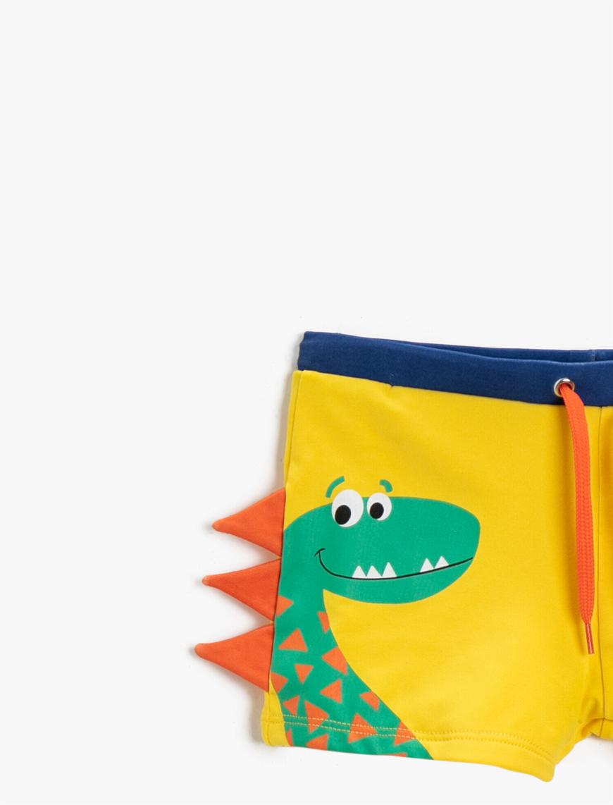  Erkek Çocuk Mayo Dinozor Baskılı Beli Bağlamalı