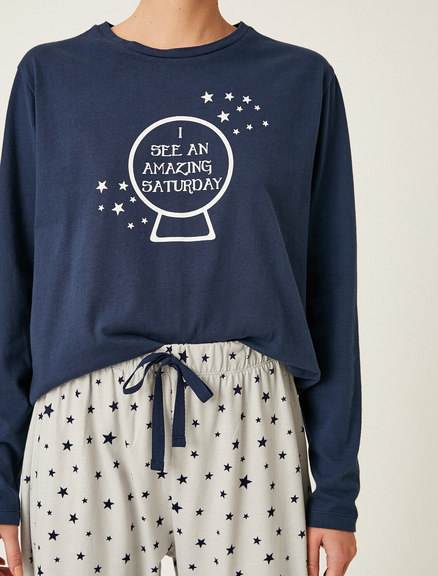   Desenli Pamuklu Uzun Kollu Pijama Takımı