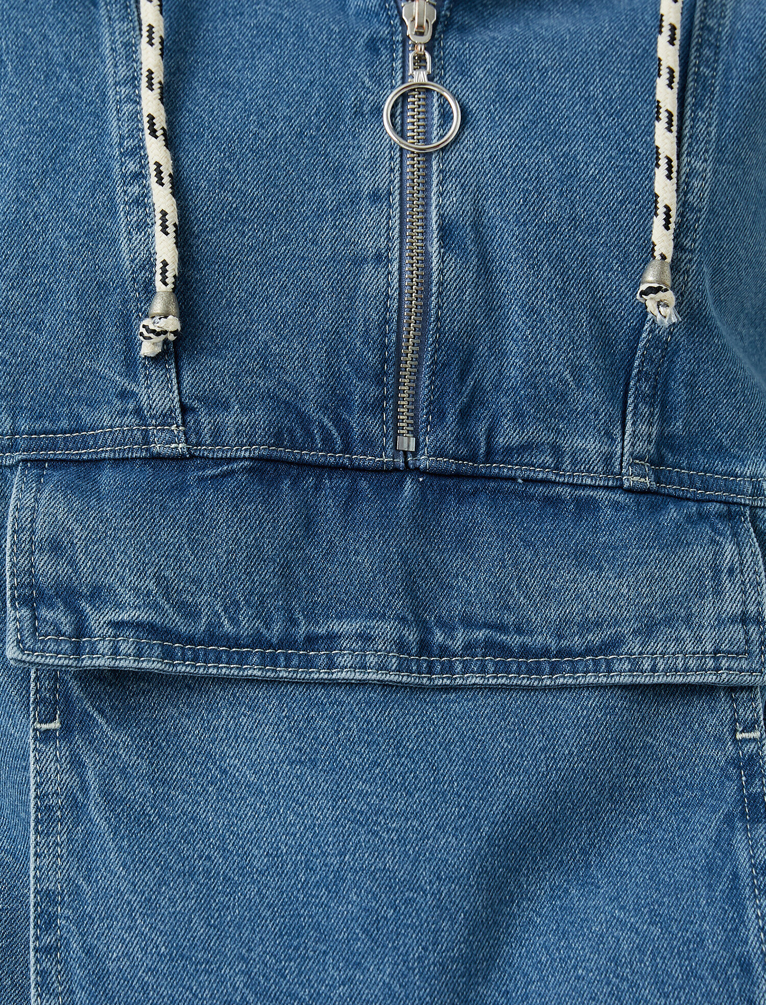   Fermuarlı Cepli Kot Ceket