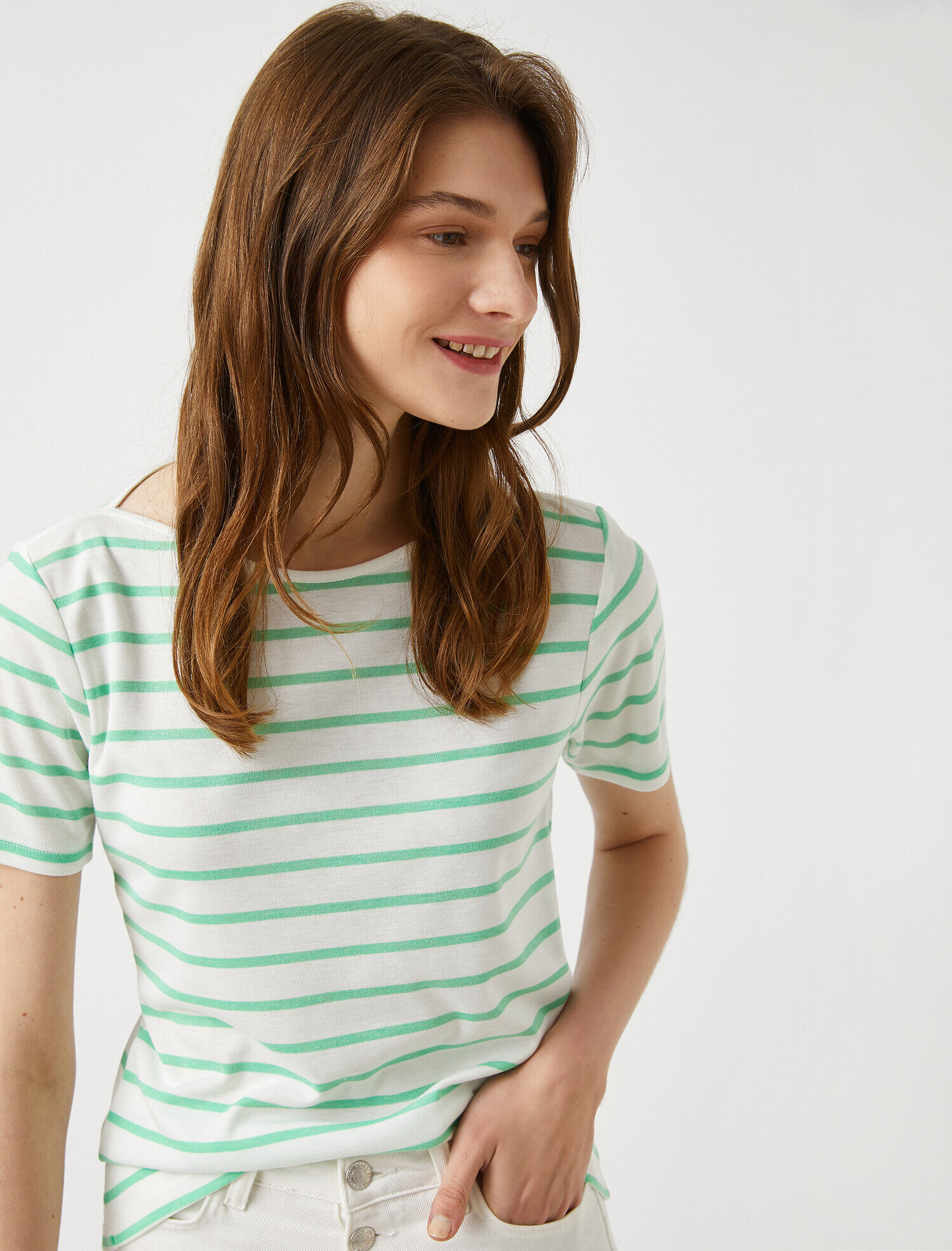   Çizgili Tişört Kısa Kollu