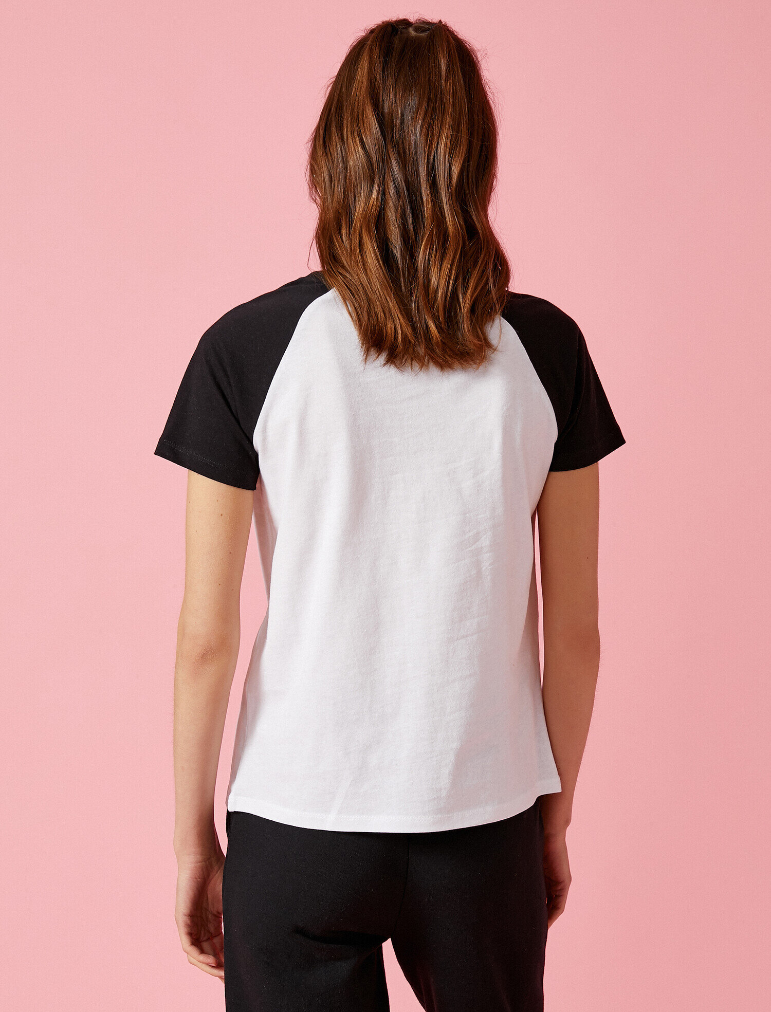   Baskılı Tişört Renk Bloklu Pamuklu