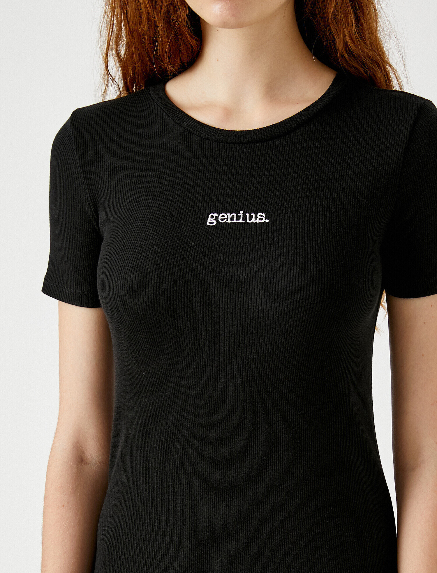   Ribanalı Yazılı Mini Elbise