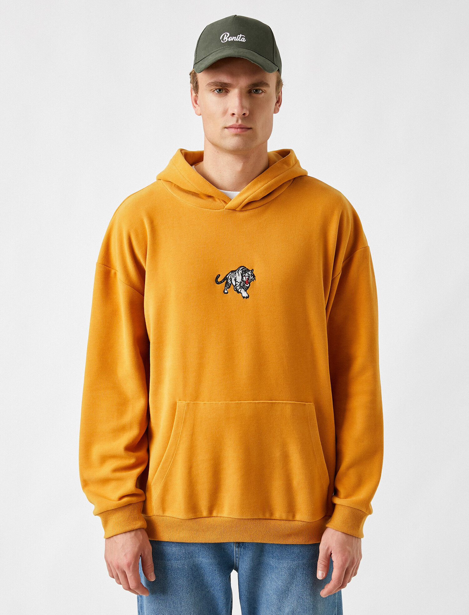   Kaplan İşlemeli Kadife Kapşonlu Sweatshirt