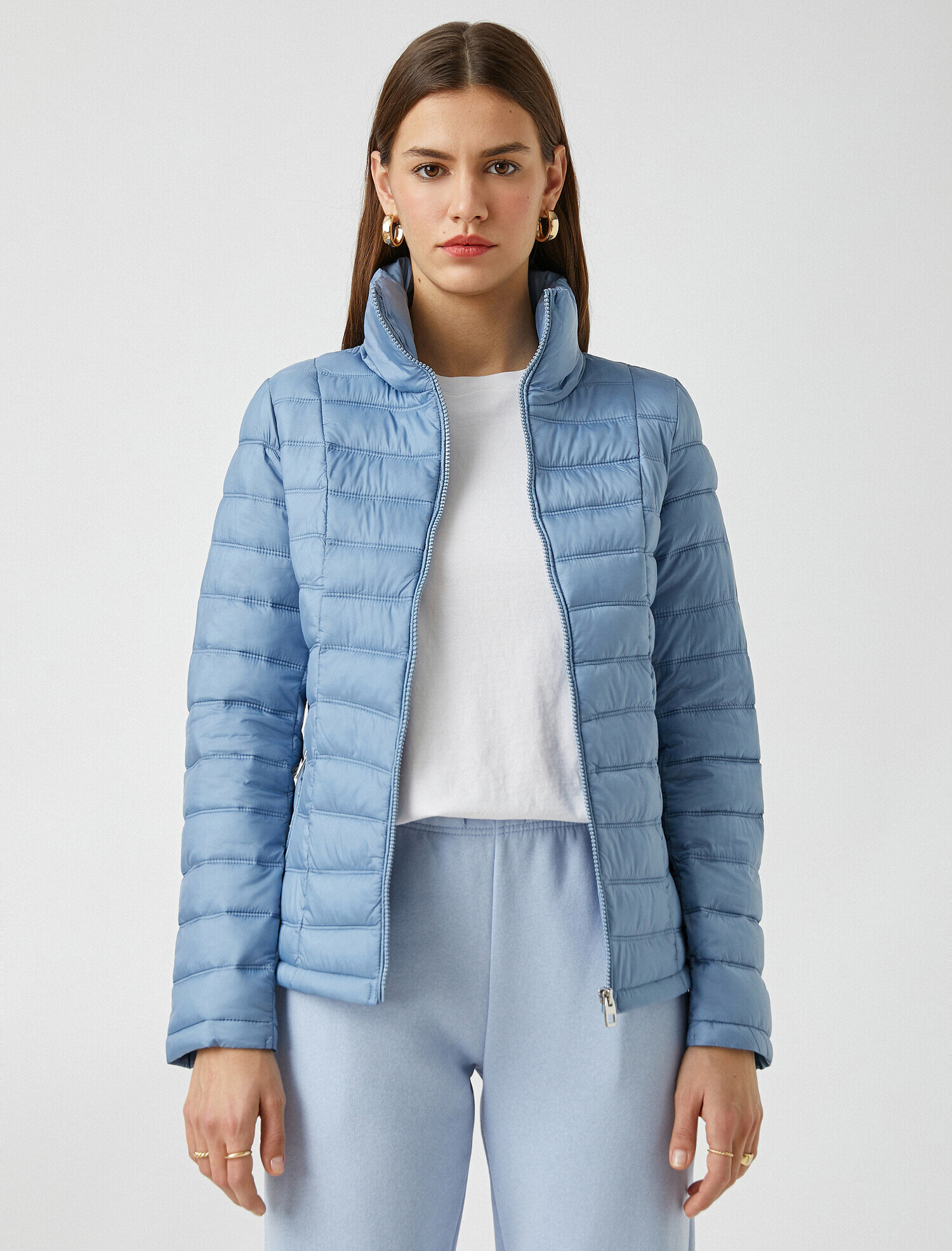   Dik Yaka Şişme Anorak Mont