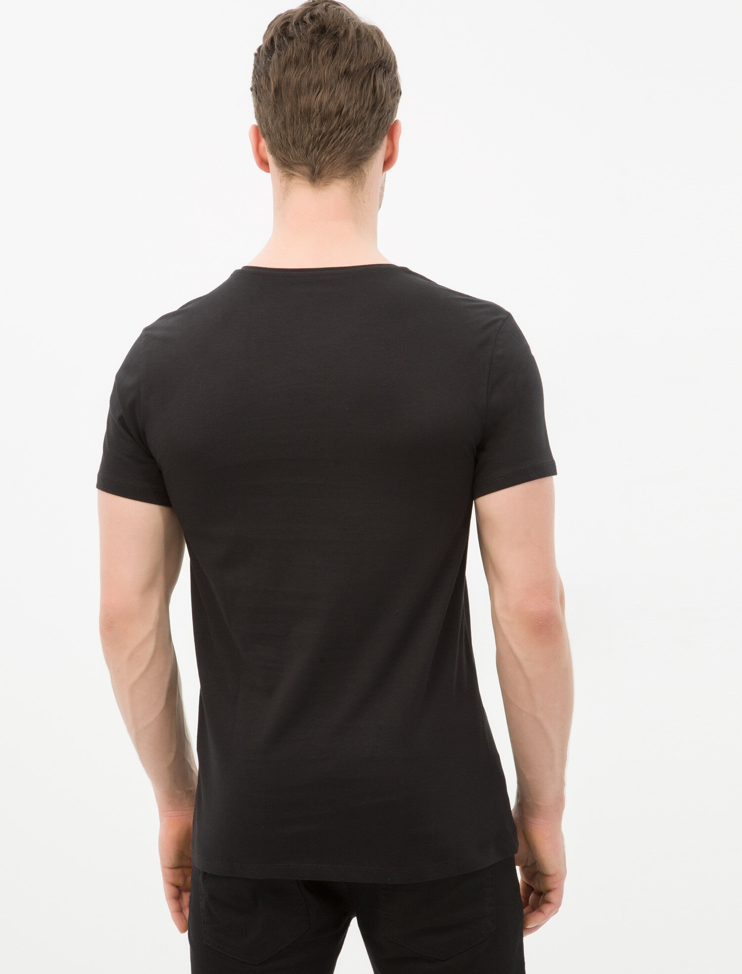   Basic Tişört Bisiklet Yaka Kısa Kollu Dar Kesim